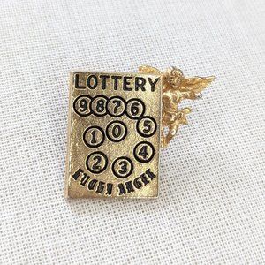 Vintage Gold Lucky Angel Lottery Pin